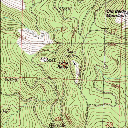 Topographic Map of Little Baldy, MT