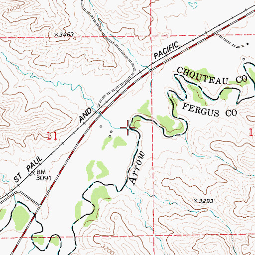 Topographic Map of Little Battle Creek, MT