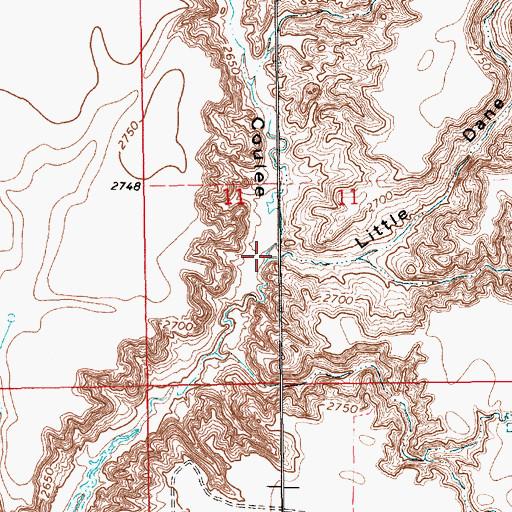 Topographic Map of Little Dane Coulee, MT