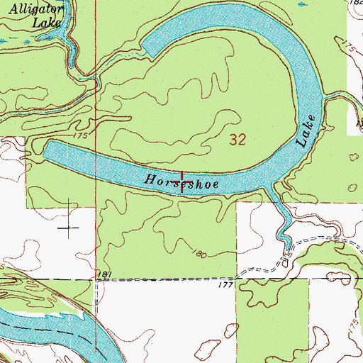 Topographic Map of Horseshoe Lake, AR