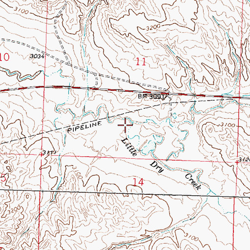 Topographic Map of Little Dry Creek, MT