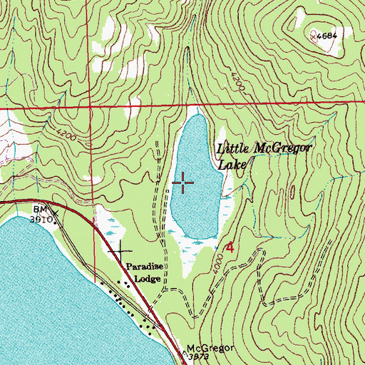 Topographic Map of Little McGregor Lake, MT