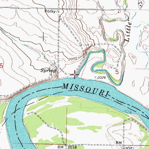 Topographic Map of Little Porcupine Creek, MT