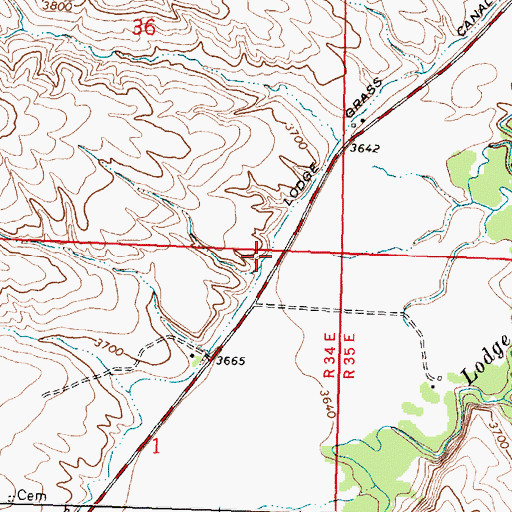 Topographic Map of Lodge Grass Canal Number Two, MT