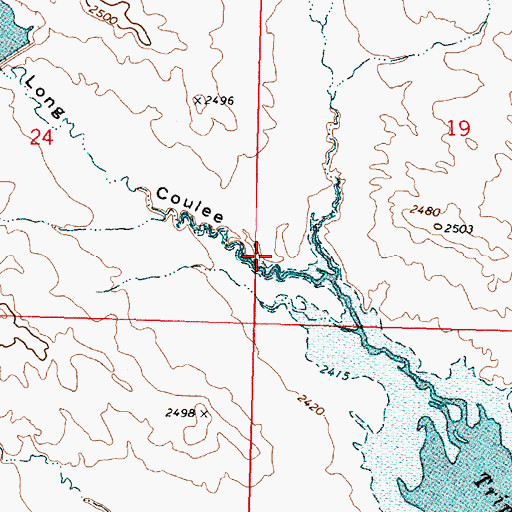 Topographic Map of Long Coulee, MT