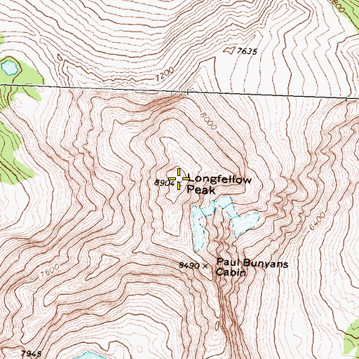 Topographic Map of Longfellow Peak, MT