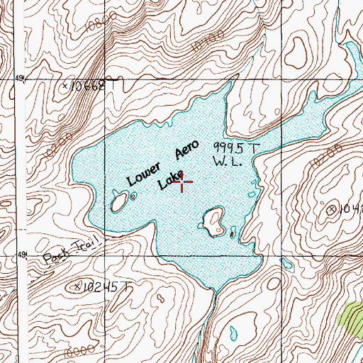 Topographic Map of Lower Aero Lake, MT