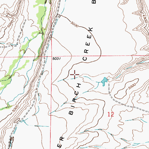 Topographic Map of Lower Birch Creek Bar, MT