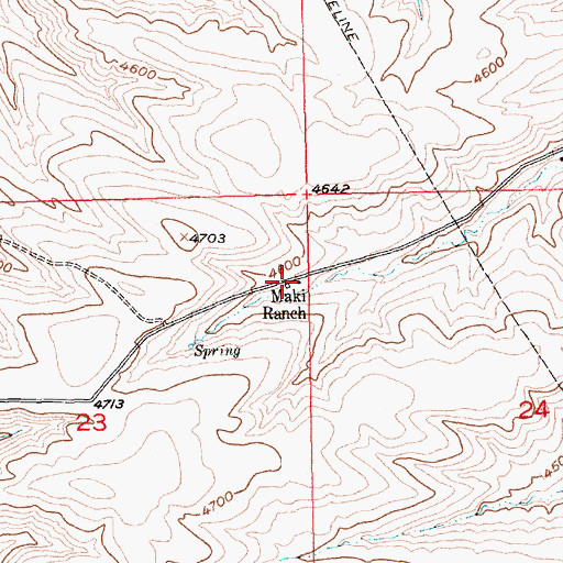 Topographic Map of Maki Ranch, MT