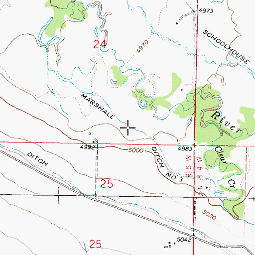 Topographic Map of Marshall Ditch Number Three, MT
