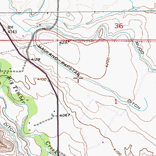 Topographic Map of Mauland Rapstad Ditch, MT