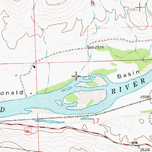 Topographic Map of McDonald Creek, MT