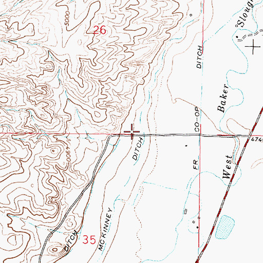 Topographic Map of McKinney Ditch, MT