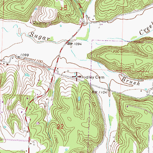 Topographic Map of Kindley Cemetery, AR