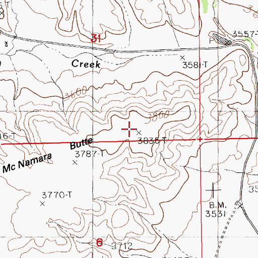 Topographic Map of McNamara Butte, MT