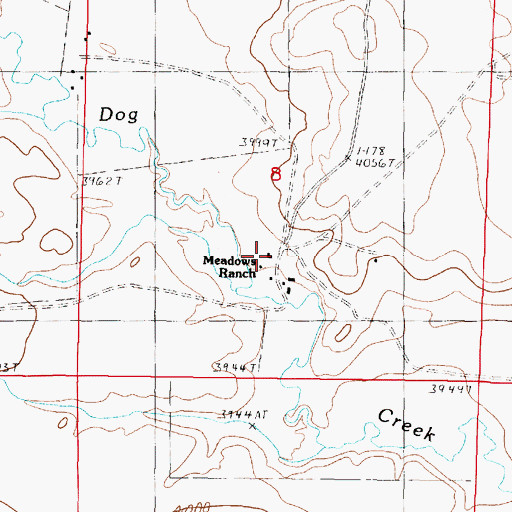 Topographic Map of Meadows Ranch, MT
