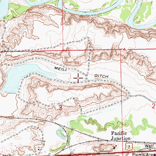 Topographic Map of Meill Ditch, MT