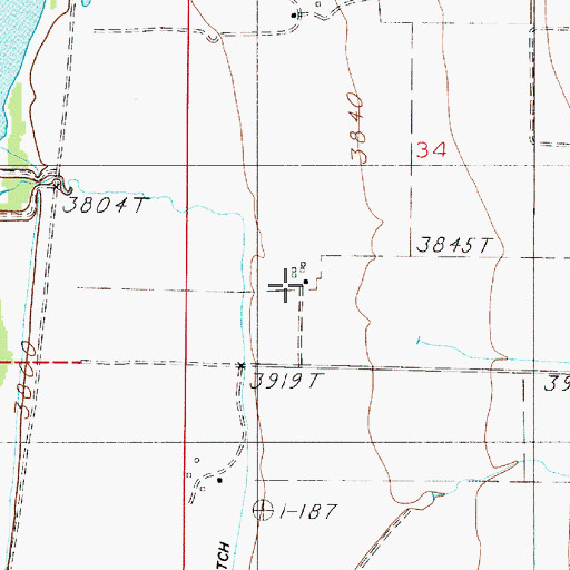Topographic Map of Merritt Ranch, MT
