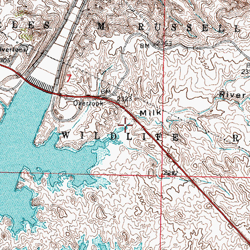 Topographic Map of Milk River Coulee, MT