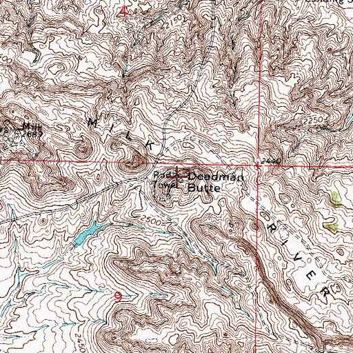 Topographic Map of Milk River Hills, MT