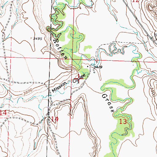Topographic Map of Mission Coulee, MT