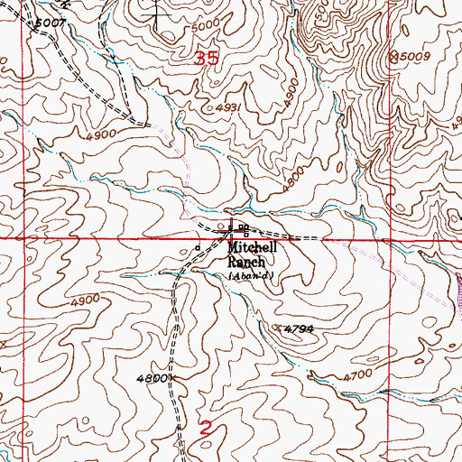 Topographic Map of Mitchell Ranch, MT