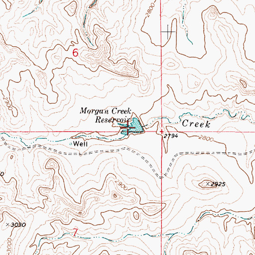 Topographic Map of Morgan Creek Reservoir, MT