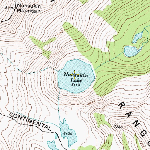 Topographic Map of Nahsukin Lake, MT