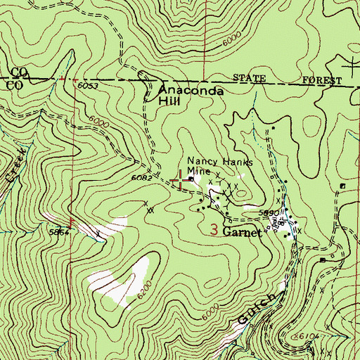Topographic Map of Nancy Hanks Mine, MT