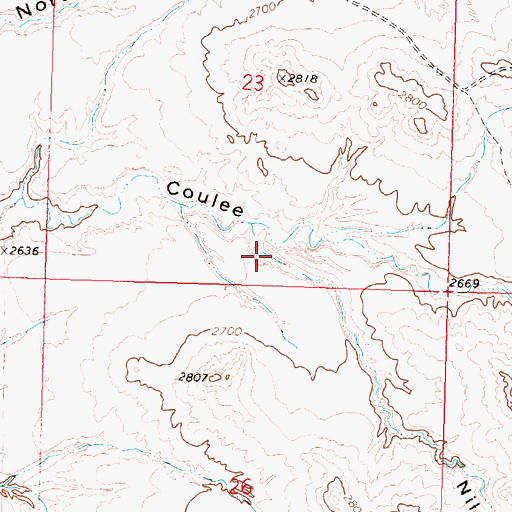 Topographic Map of Niles Coulee, MT