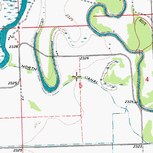 Topographic Map of North Canal, MT