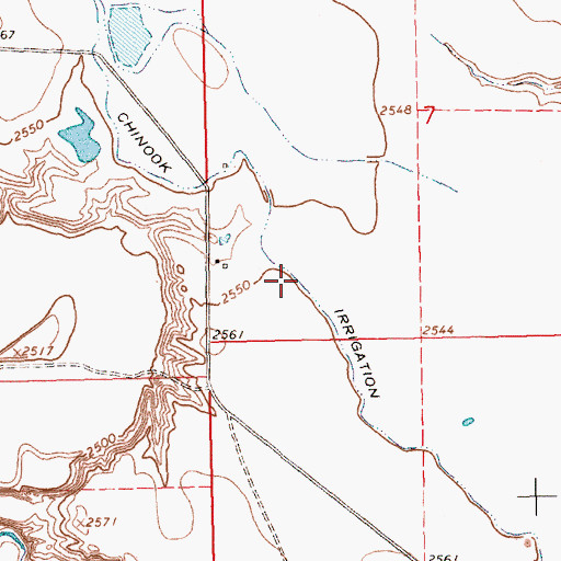 Topographic Map of North Chinook Irrigation Canal, MT