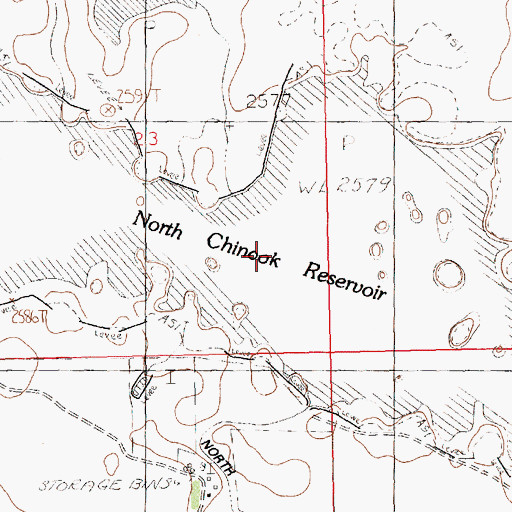 Topographic Map of North Chinook Reservoir, MT