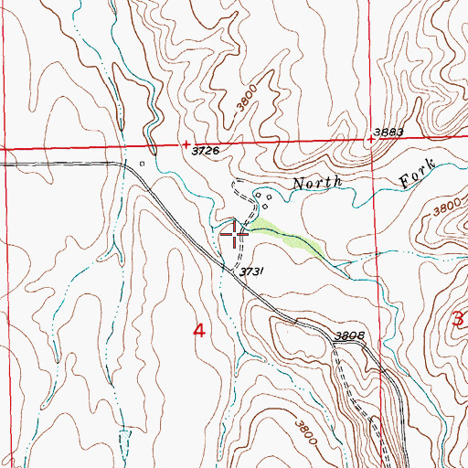 Topographic Map of North Fork Fivemile Creek, MT