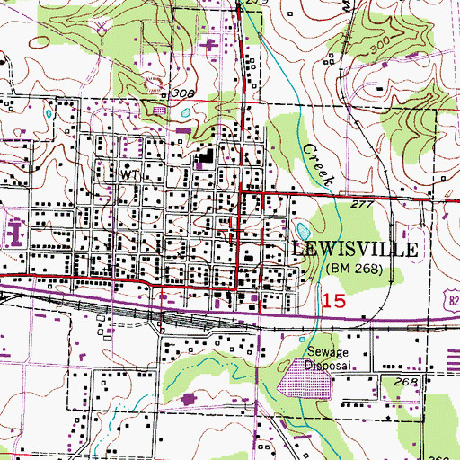 Topographic Map of Lewisville, AR
