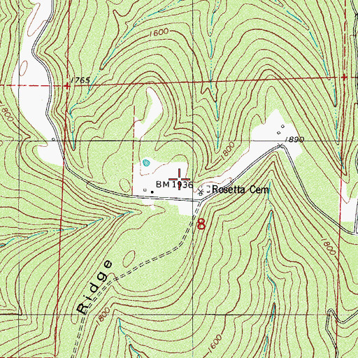 Topographic Map of Rosetta Cemetery, AR