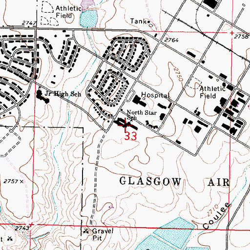 Topographic Map of North Star School, MT