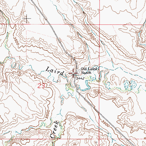 Topographic Map of Old Laird Ranch, MT