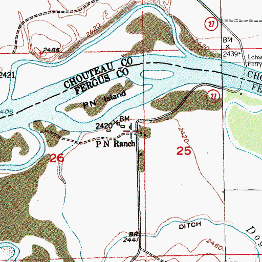 Topographic Map of PN Ranch, MT