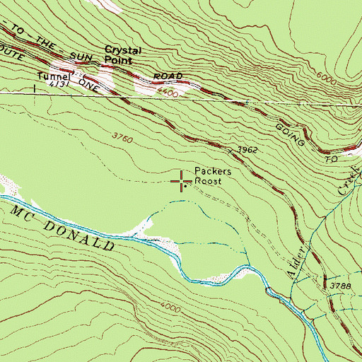 Topographic Map of Packers Roost, MT