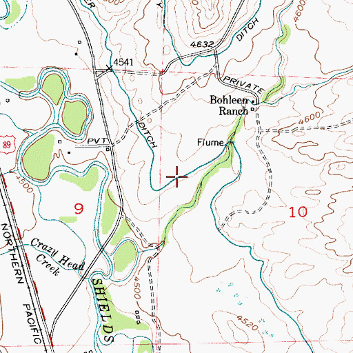 Topographic Map of Palmer Ditch, MT