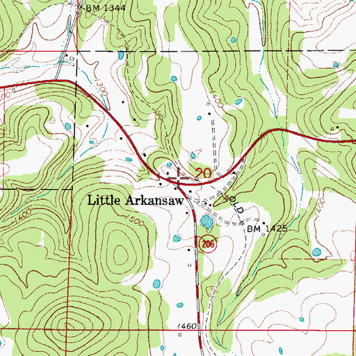 Topographic Map of Little Arkansaw, AR