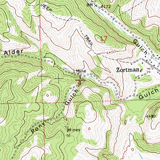 Topographic Map of Pony Gulch, MT