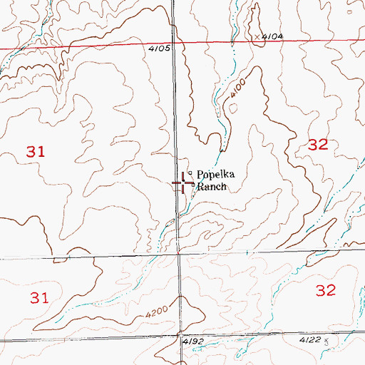 Topographic Map of Popelka Ranch, MT