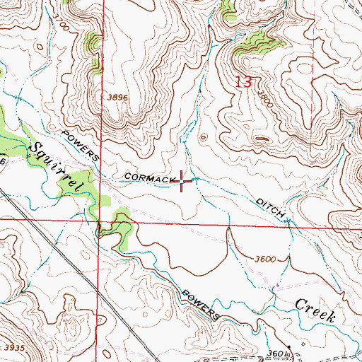 Topographic Map of Powers Cormack Ditch, MT