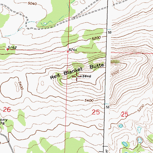 Topographic Map of Red Blanket Butte, MT