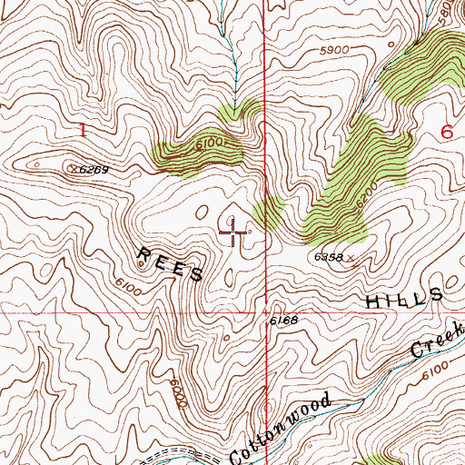 Topographic Map of Rees Hills, MT