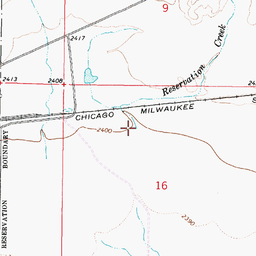Topographic Map of Reservation Creek, MT