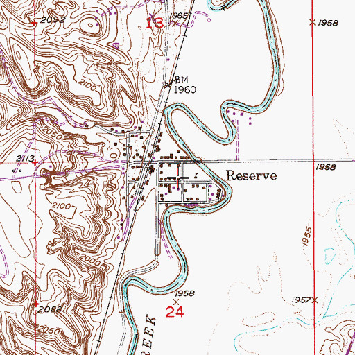 Topographic Map of Reserve, MT