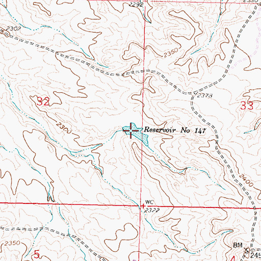 Topographic Map of Reservoir Number One Hundred Forty-seven, MT